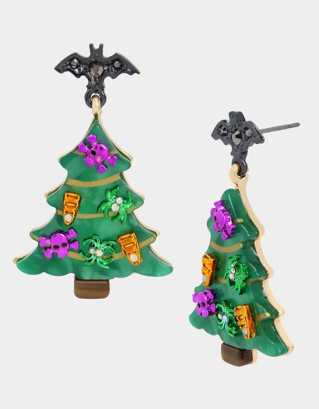 SCARY MERRY TREE DROP EARRINGS GREEN sold by Betsey Johnson