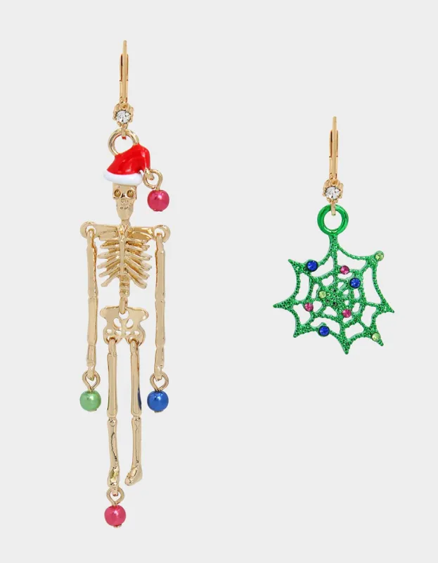 SCARY MERRY MISMATCH SKELETON EARRINGS MULTI sold by Betsey Johnson