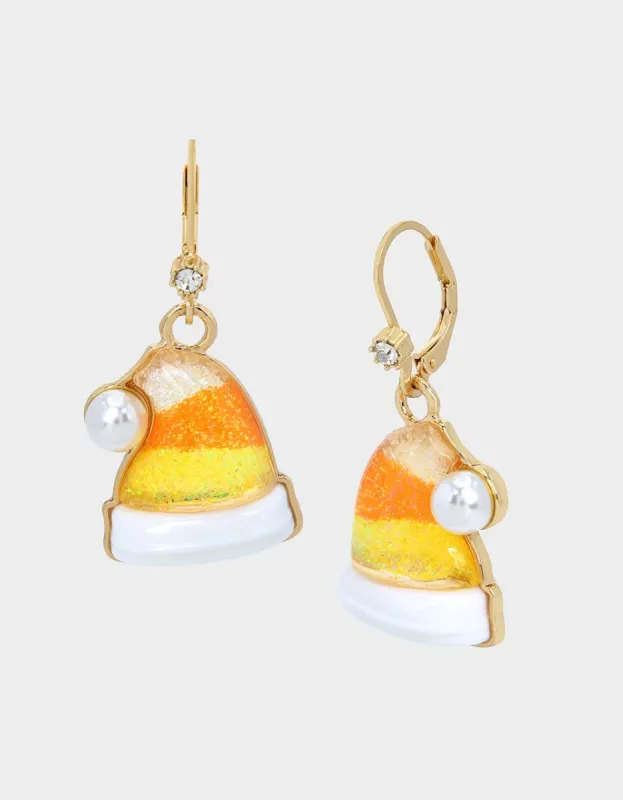 SCARY MERRY CANDY CORN EARRINGS ORANGE sold by Betsey Johnson