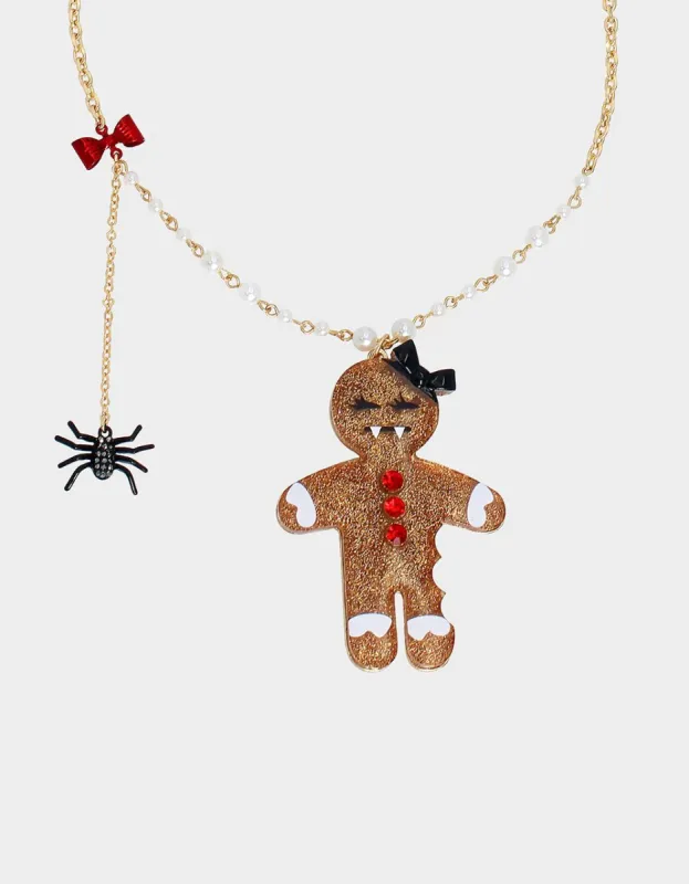 SCARY MERRY GINGERBREAD NECKLACE BROWN sold by Betsey Johnson