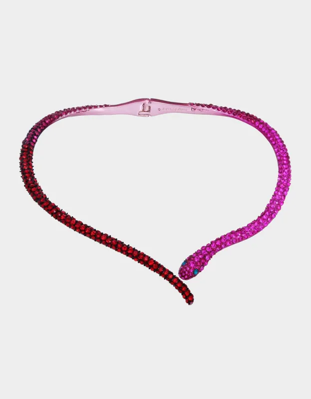 MIDNIGHT GARDEN SNAKE COLLAR FUCHSIA sold by Betsey Johnson