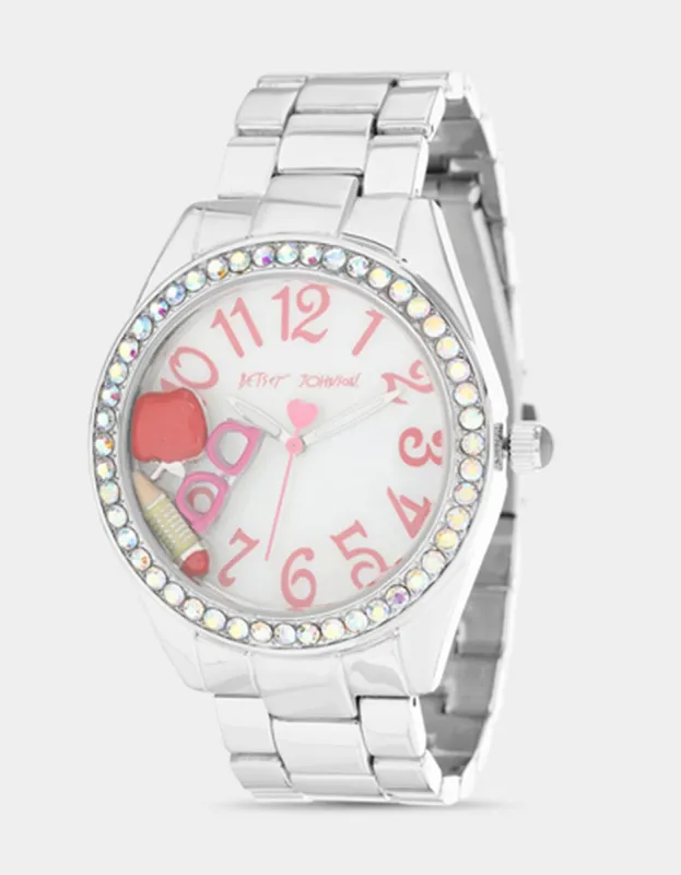 BETSEY TIME BACK 2 SKOOL WATCH SILVER sold by Betsey Johnson