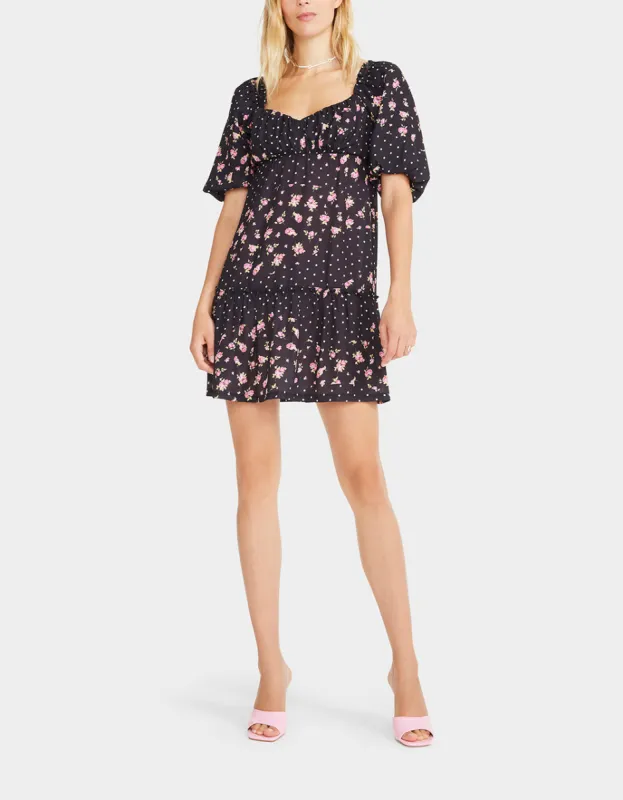 ROSY DOTS MINI DRESS BLACK | RE:LUV sold by Betsey Johnson