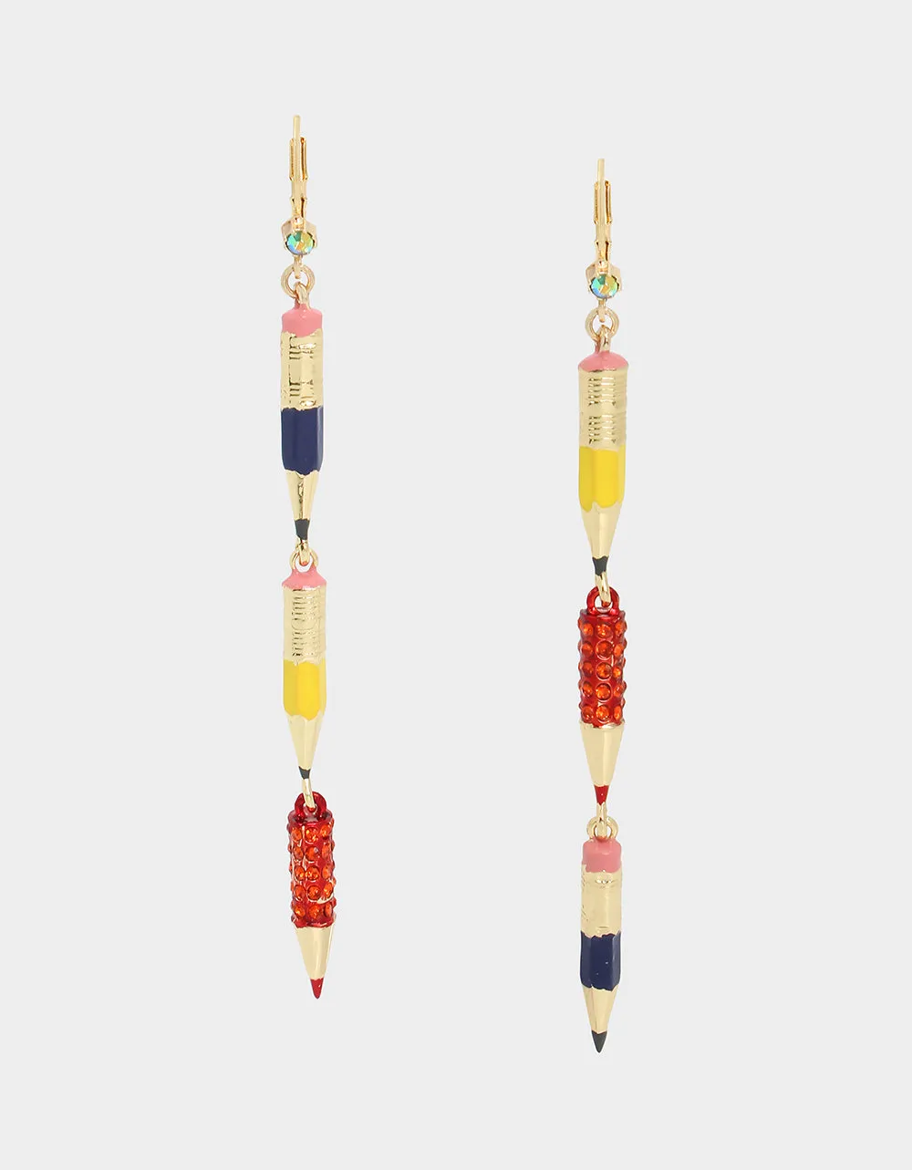 BOOK SMART PENCIL LINEAR EARRINGS MULTI sold by Betsey Johnson product image thumbnail 4