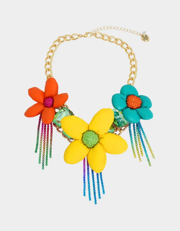 BETSEYS PUFFY FLOWER BIB NECKLACE MULTI sold by Betsey Johnson