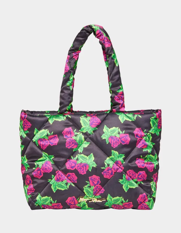NYLON PILLOW TOTE FLORAL | RE:LUV sold by Betsey Johnson