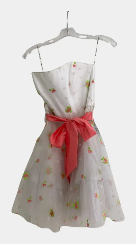 White Party Dress with Flowers | RE:LUV sold by Betsey Johnson