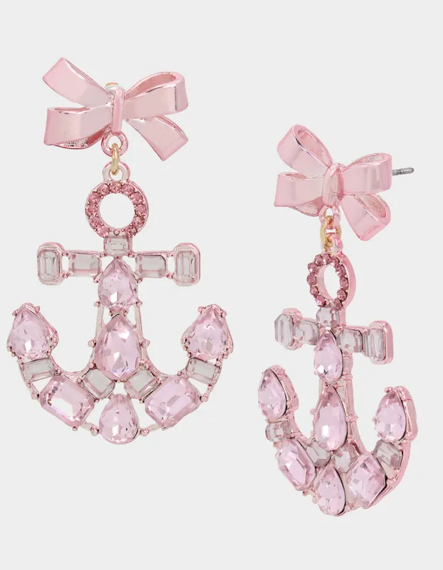 PINK SUMMER BOW ANCHOR EARRINGS PINK sold by Betsey Johnson