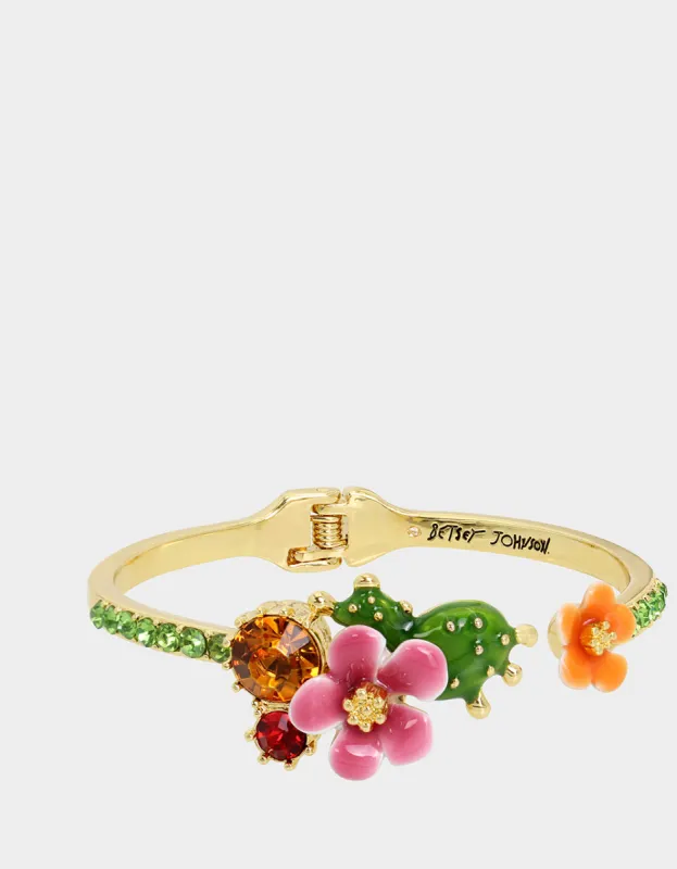 HOLA TO LOVE FLOWER HINGE BANGLE MULTI sold by Betsey Johnson