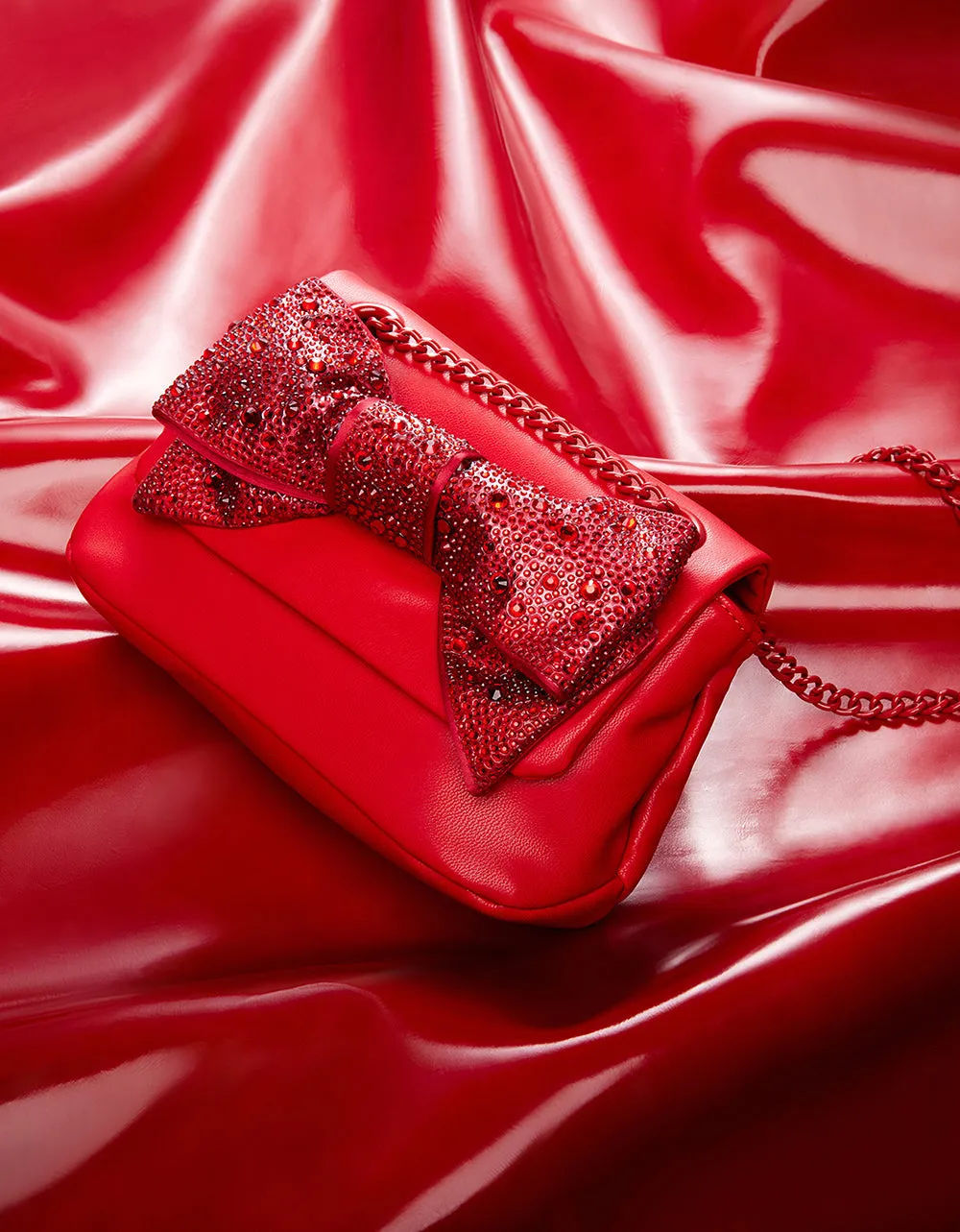 GLITTERAZZI BOW BAG RED | RE:LUV sold by Betsey Johnson product image thumbnail 2