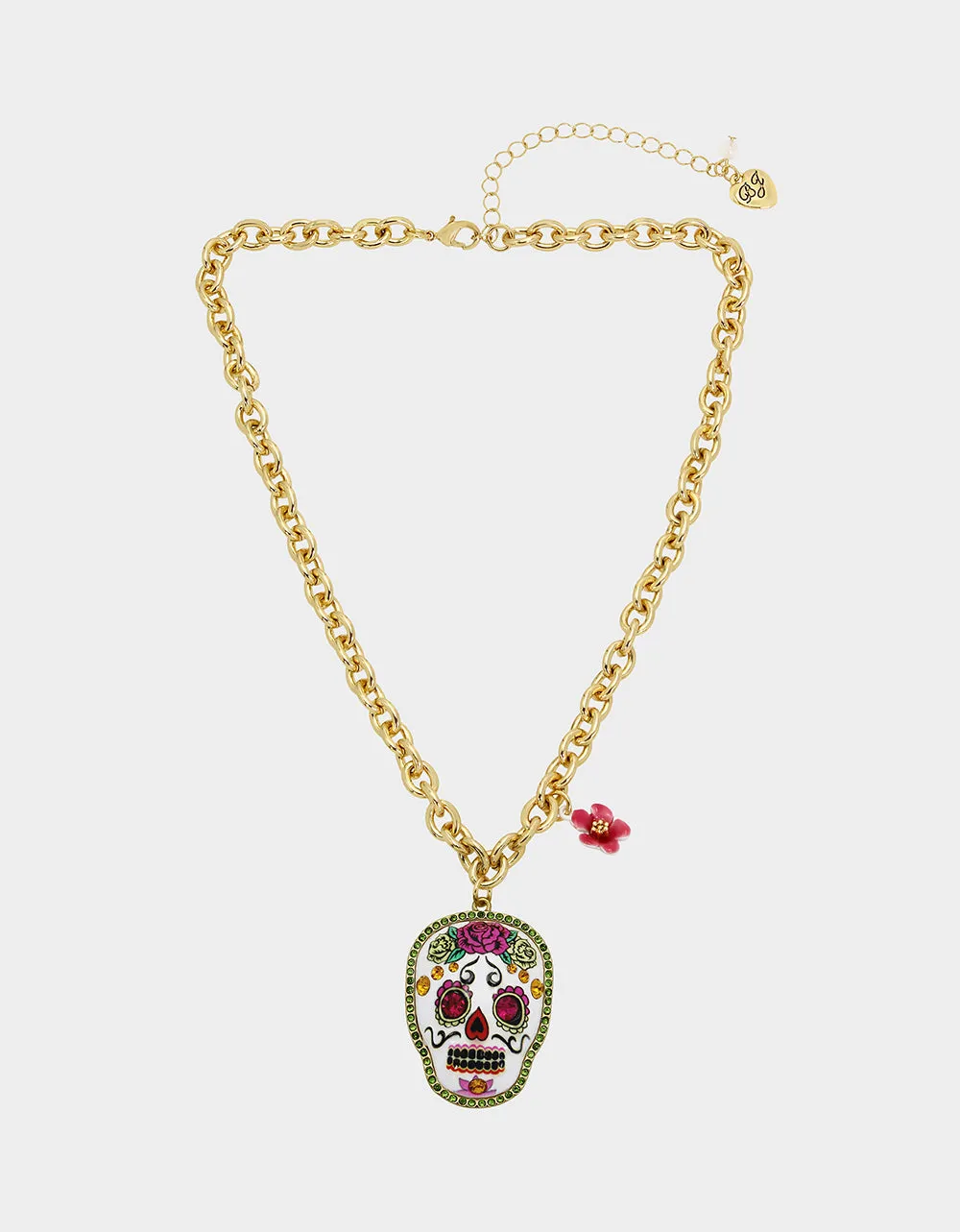 HOLA TO LOVE SKULL NECKLACE MULTI PINK sold by Betsey Johnson