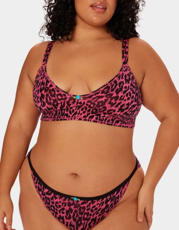 PARADE PRINTED BRALETTE BLACK PINK made by Betsey Johnson