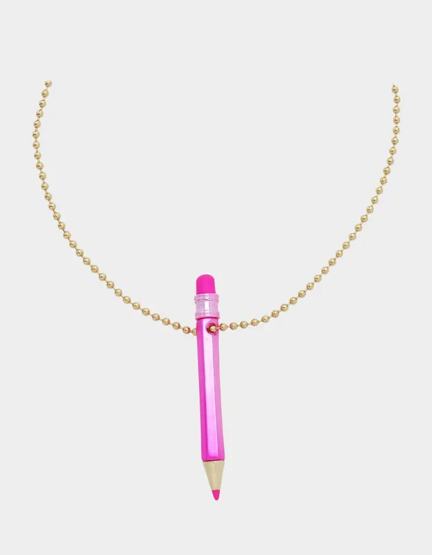 CHARM SCHOOL PENCIL PENDANT PINK sold by Betsey Johnson