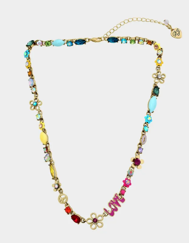 BETSEY LOVE FEST MIXED COLLAR NECKLACE PASTEL MULTI sold by Betsey Johnson
