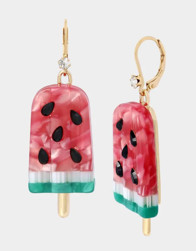 KITSCH COOKOUT WATERMELON DROP EARRINGS PINK made by Betsey Johnson