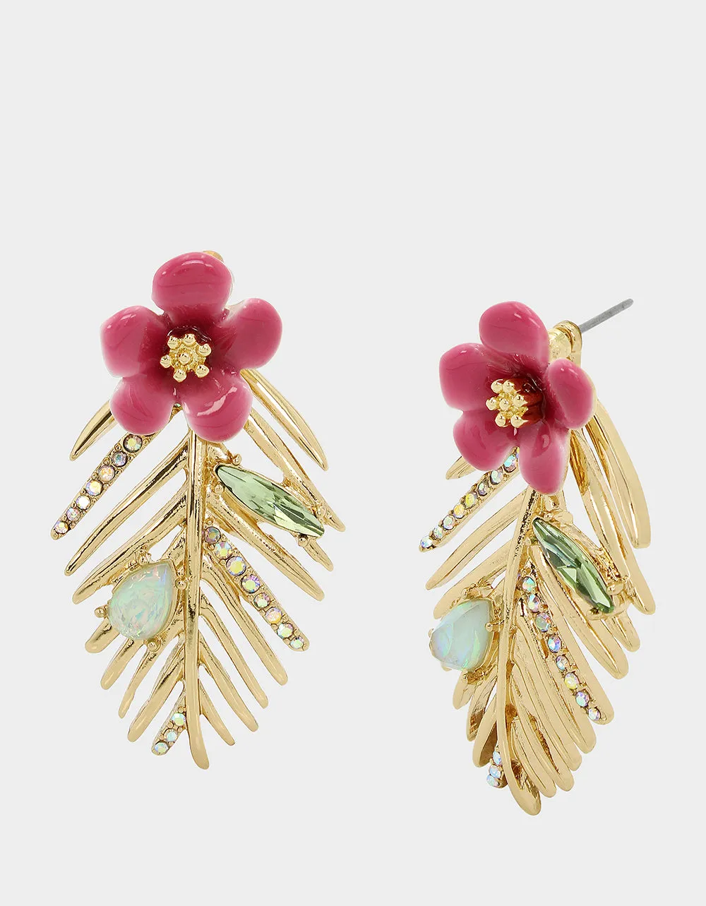 BETSEYS PARADISE LEAF EARRINGS FUCHSIA sold by Betsey Johnson