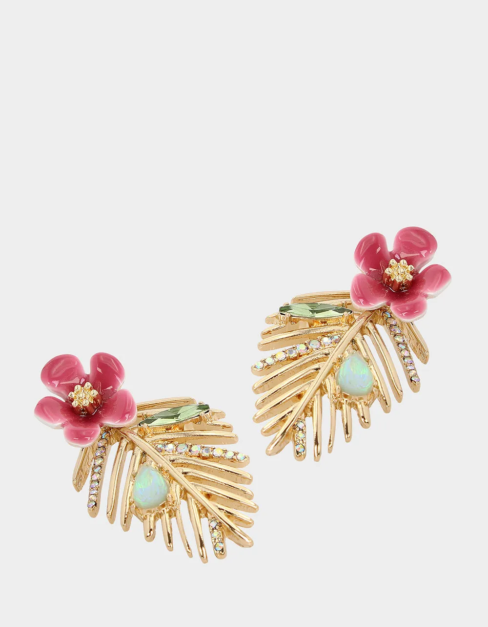 BETSEYS PARADISE LEAF EARRINGS FUCHSIA sold by Betsey Johnson product image thumbnail 2