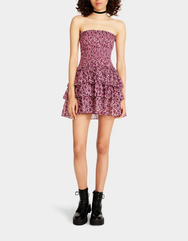 VINTAGE DITSY FLORAL STRAPLESS MINI DRESS PINK sold by Betsey Johnson