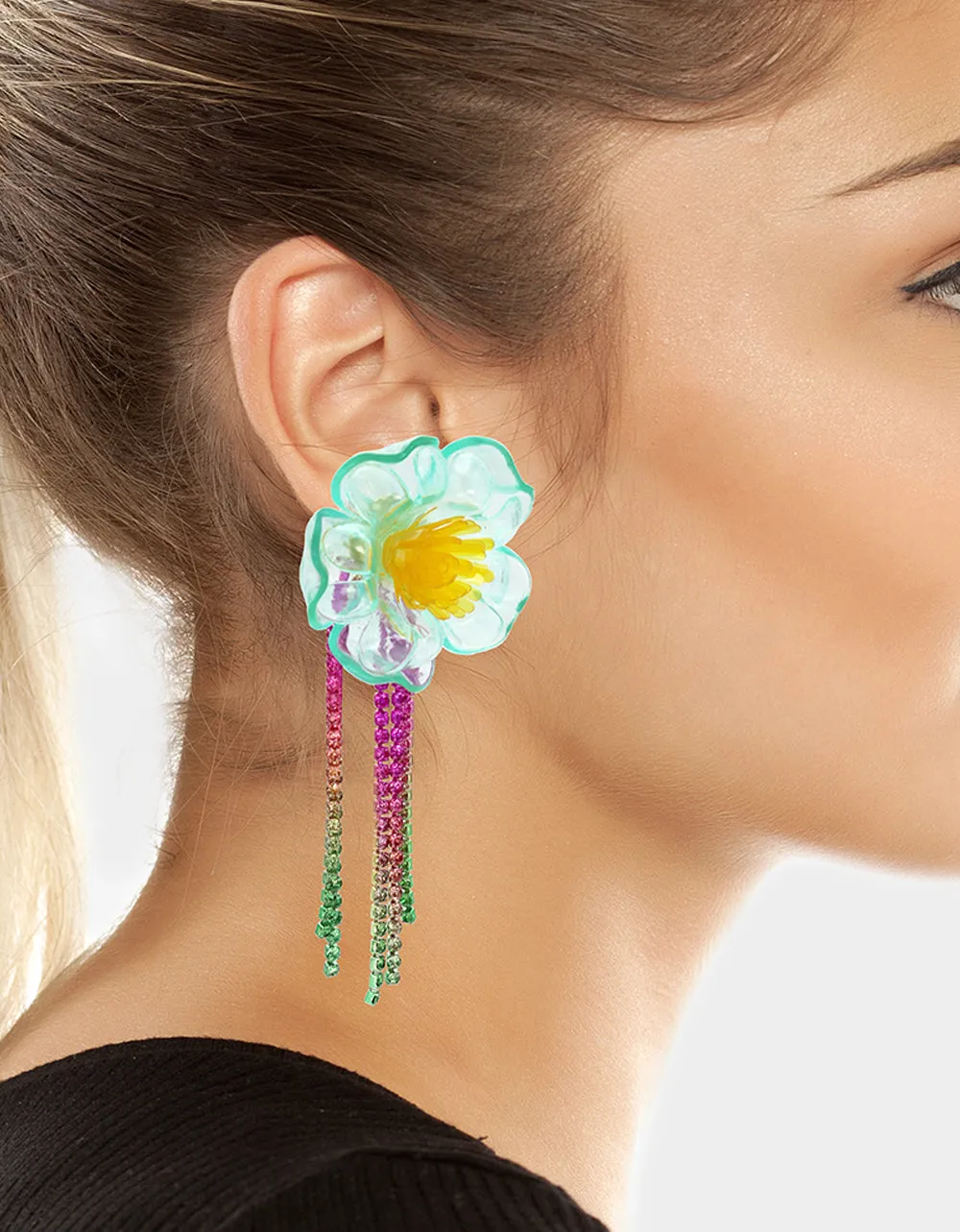 BETSEYS POOL PARTY FLOWER CHANDELIER EARRINGS MULTI sold by Betsey Johnson product image thumbnail 3