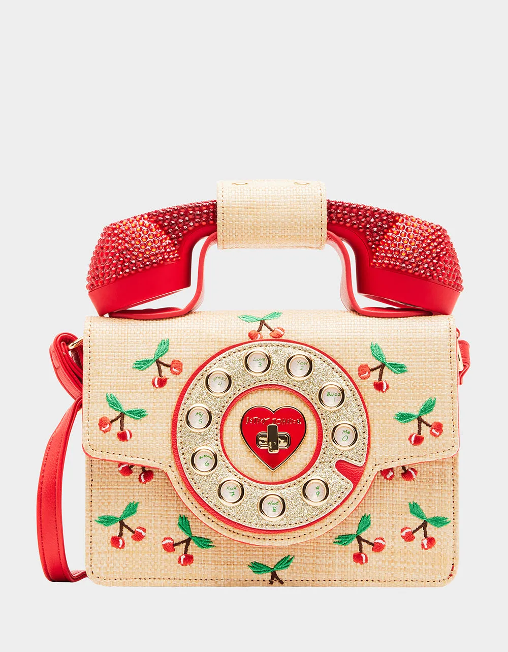KITSCH CHERRY ON TOP PHONE BAG NATURAL sold by Betsey Johnson