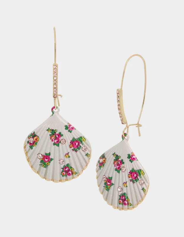 SHELL YEAH FLOWER SHELL HOOK EARRINGS WHITE sold by Betsey Johnson