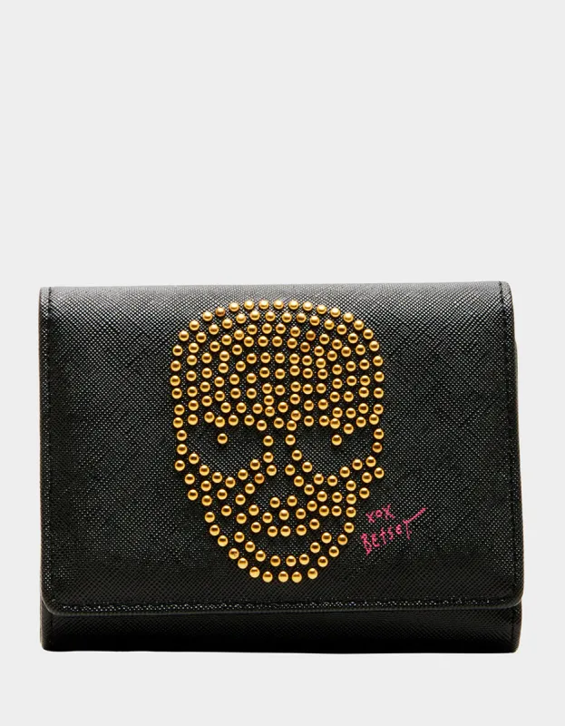 SKULL BOSS TRIFOLD WALLET BLACK sold by Betsey Johnson