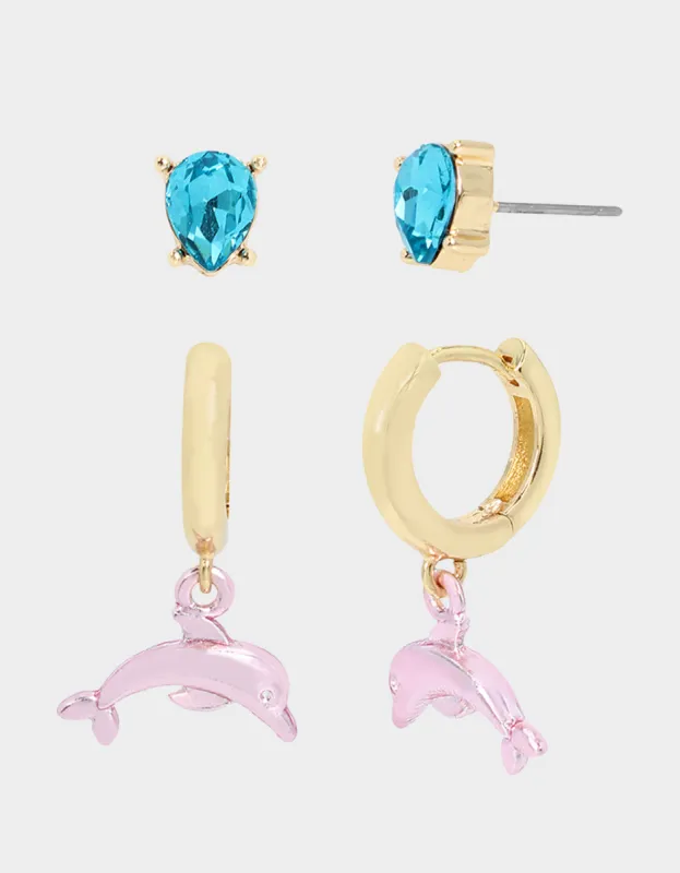 BETSEYS POOL PARTY DOLPHIN SET EARRINGS MULTI sold by Betsey Johnson