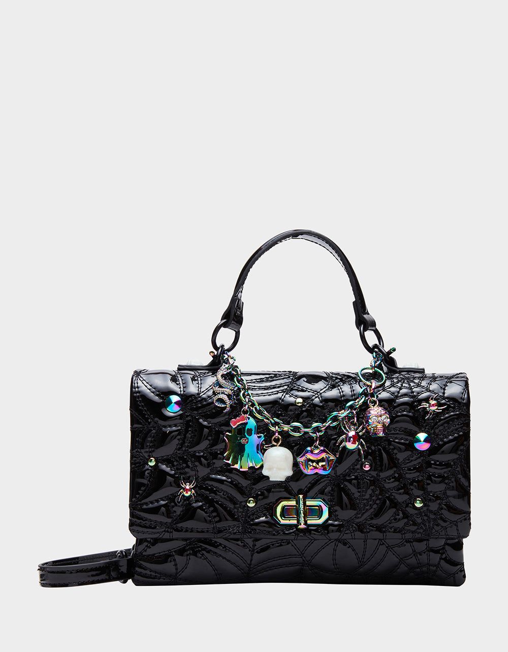 CHARMS & SPELLS CHARM BRACELET BAG BLACK PATENT sold by Betsey Johnson