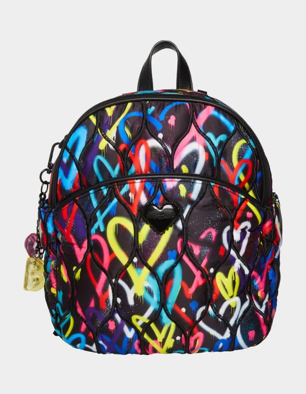 GRAFFITI SWEETIE BACKPACK BLACK | RE:LUV sold by Betsey Johnson