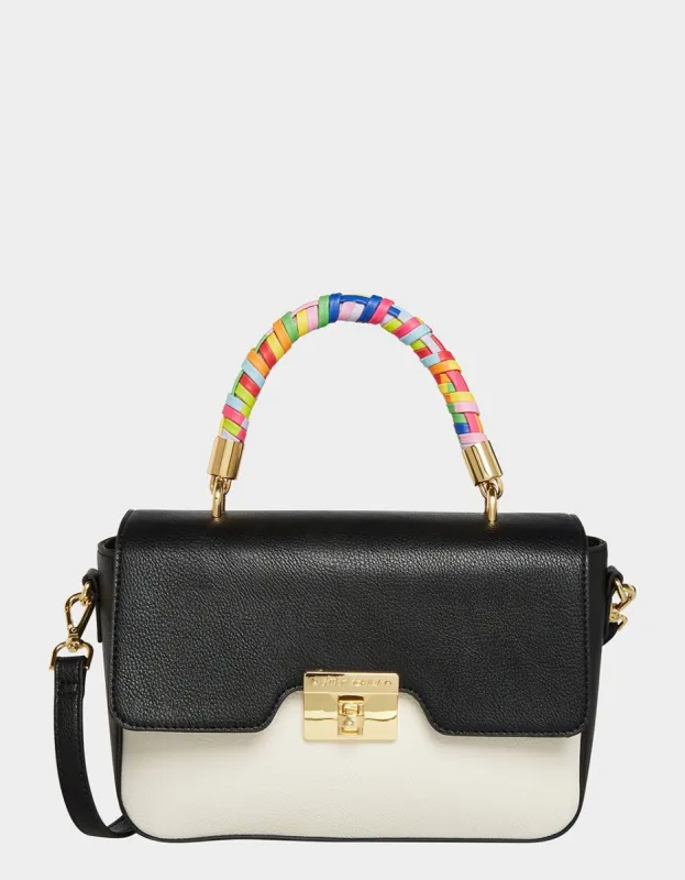 WEAVE ON TOP HANDLE BAG BLACK/WHITE | RE:LUV sold by Betsey Johnson