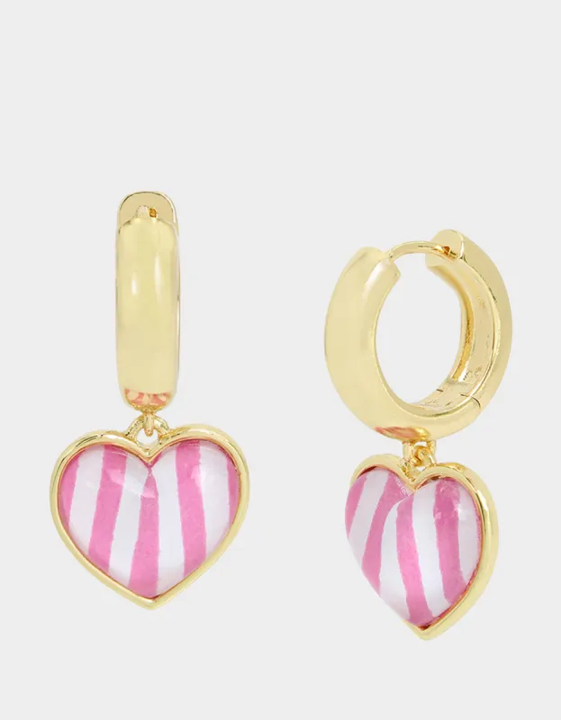 BETSEYS POOL PARTY HEART HUGGIE EARRINGS PINK sold by Betsey Johnson