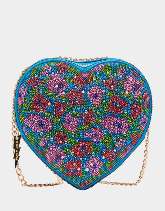 STONE HEART CONVERTIBLE BAG BLUE sold by Betsey Johnson