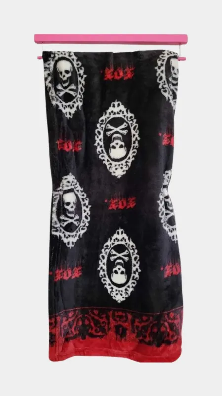 Luv Betsey Black and Red Skull Throw Blanket | RE:LUV sold by Betsey Johnson