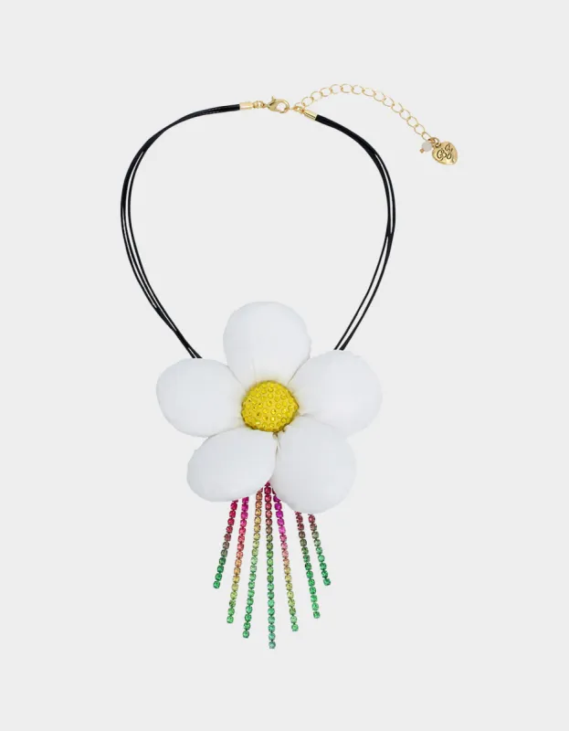 BETSEYS PUFFY FLOWERS SHORT PENDANT WHITE sold by Betsey Johnson