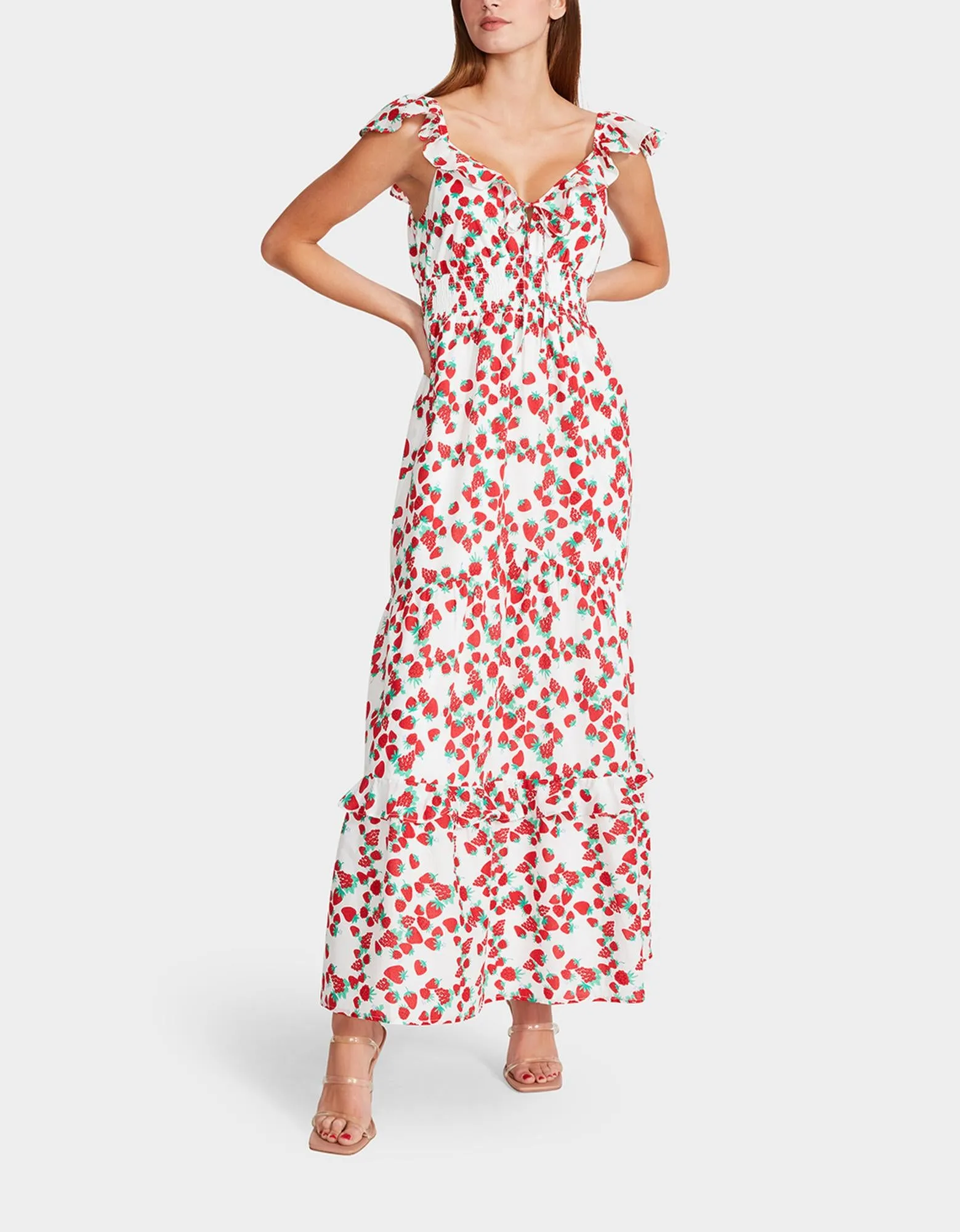 STRAWBERRY PRINT MAXI DRESS WHITE sold by Betsey Johnson product image thumbnail 3