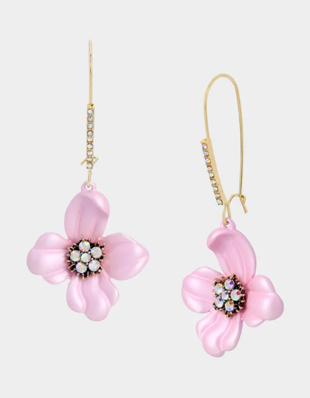 BETSEYS FLOWER SHOW FLOWER DROP EARRINGS PINK sold by Betsey Johnson