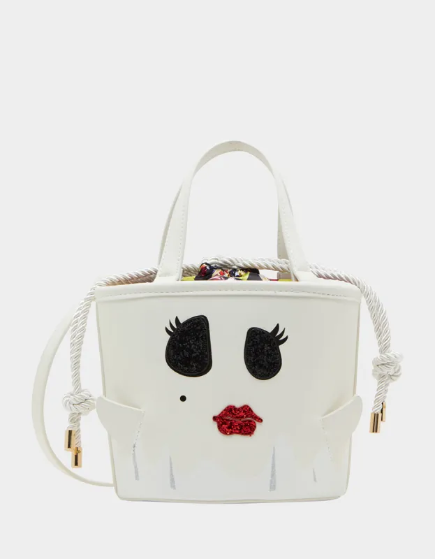 KITSCH GIMMIE CANDY GHOST BUCKET BAG WHITE sold by Betsey Johnson