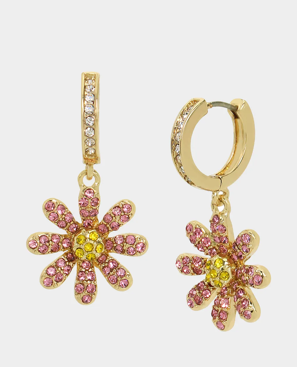 OHH A DAISY FLOWER HUGGIE EARRINGS PINK sold by Betsey Johnson