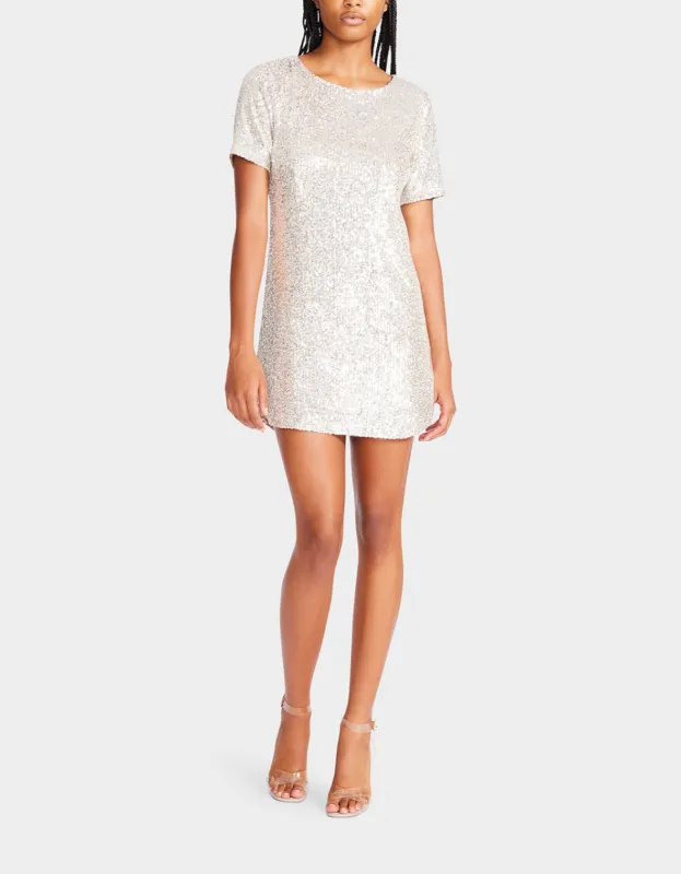 TATIANA MINI DRESS SILVER sold by Betsey Johnson