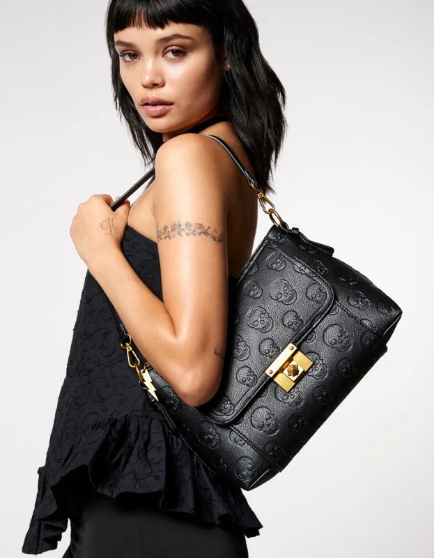 SKULL BOSS SATCHEL BLACK sold by Betsey Johnson