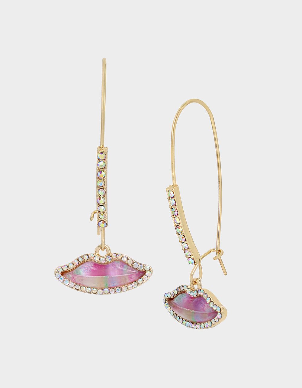 SUGAR RUSH LIP HOOK EARRINGS PINK sold by Betsey Johnson