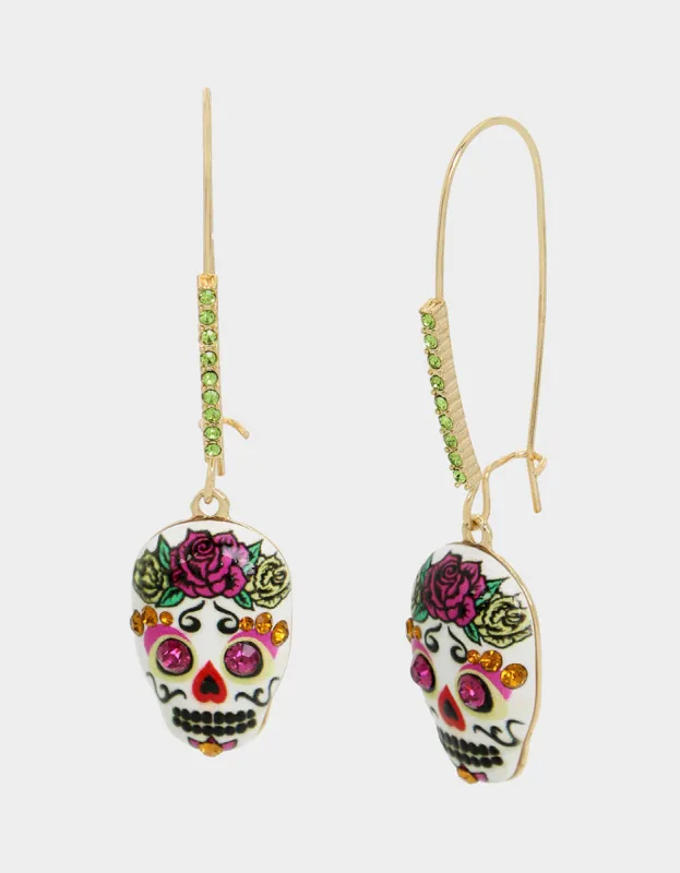 HOLA TO LOVE SKULL HOOK EARRINGS MULTI sold by Betsey Johnson