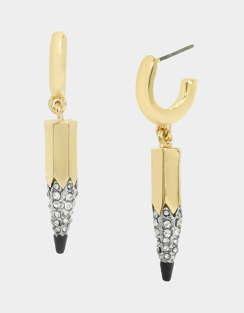 BOOK SMART PENCIL HUGGIE EARRINGS RHINESTONE sold by Betsey Johnson