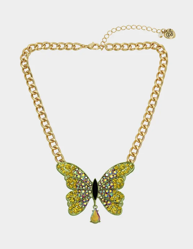 ALL A FLUTTER GOLD BUTTERFLY NECKLACE GREEN sold by Betsey Johnson