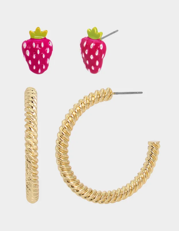 BETSEYS POOL PARTY STRAWBERRY HOOP SET FUCHSIA sold by Betsey Johnson
