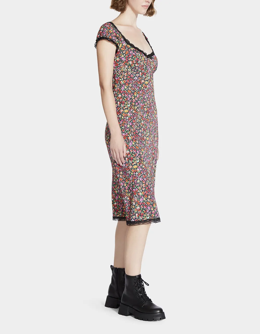 MALIBU MIDI DRESS BLACK DITSY FLORAL | Parallel