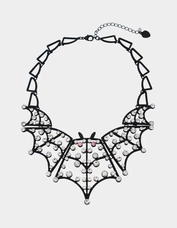 FLY BY NIGHT BAT BIB RHINESTONE sold by Betsey Johnson