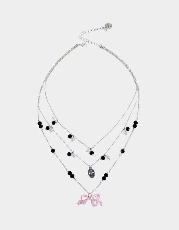FLY BY NIGHT SKULL ROSE ILLUSION NECKLACE PINK sold by Betsey Johnson