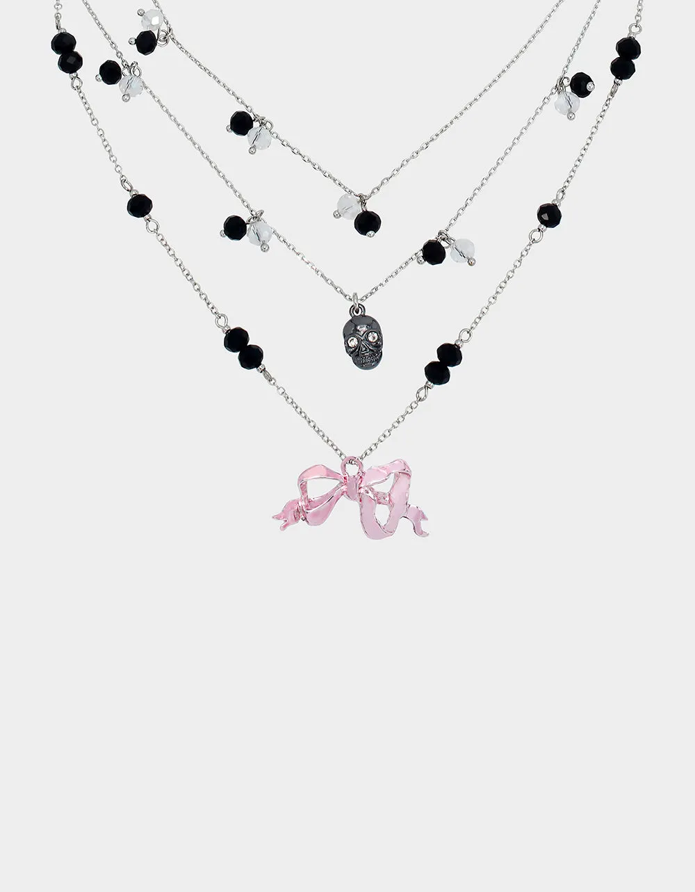 FLY BY NIGHT SKULL ROSE ILLUSION NECKLACE PINK sold by Betsey Johnson product image thumbnail 2