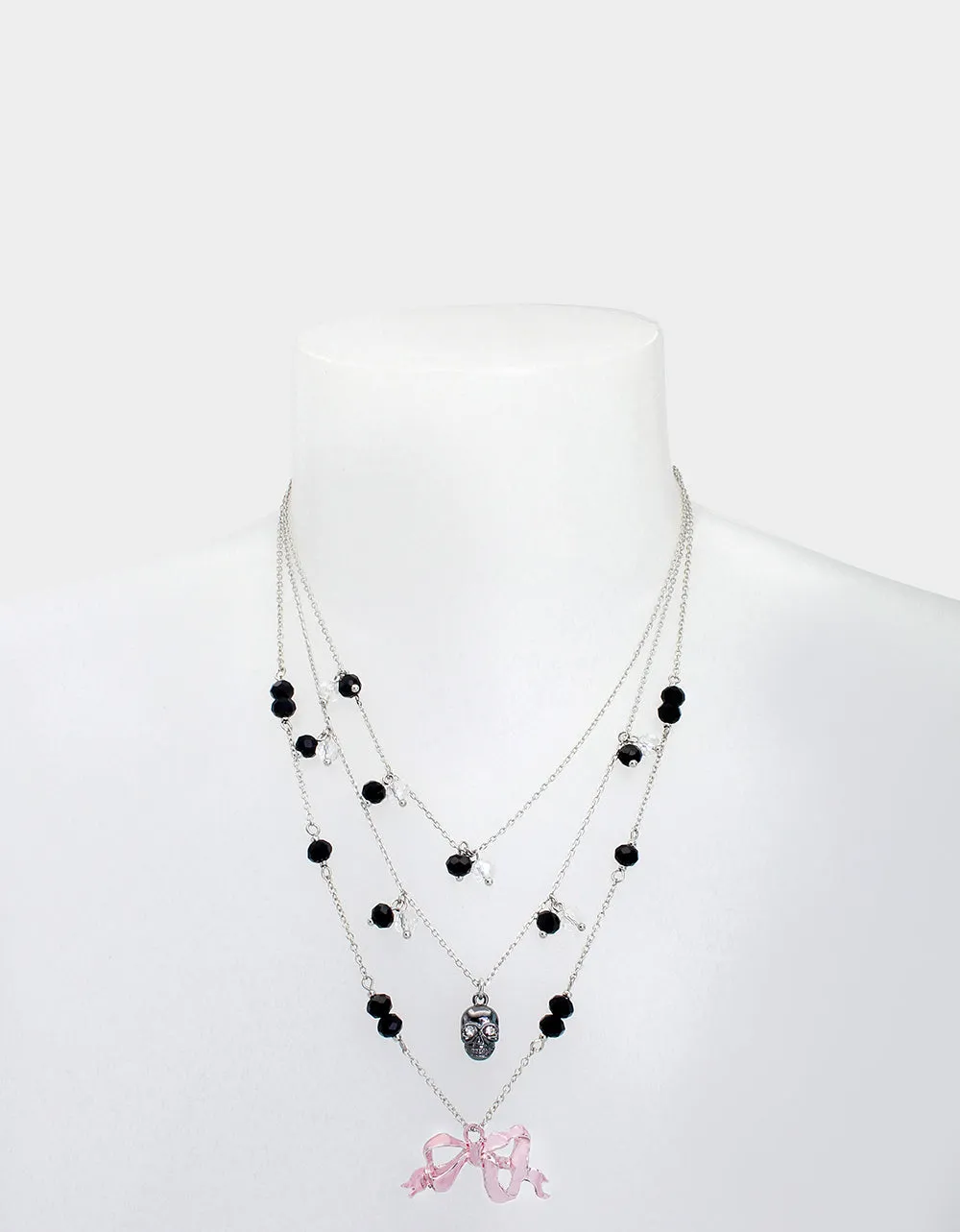 FLY BY NIGHT SKULL ROSE ILLUSION NECKLACE PINK sold by Betsey Johnson product image thumbnail 3